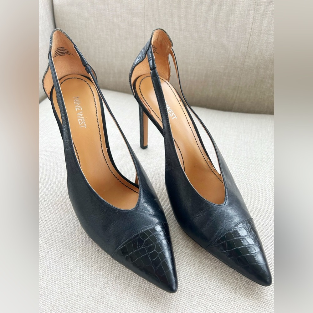 Nine West Black Leather Heels